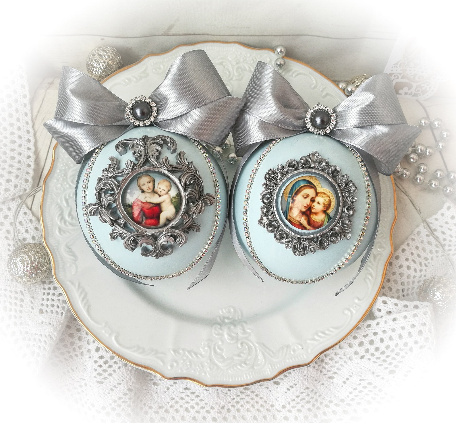 Vintage Christmas Ornaments religious christian catholic Etsy