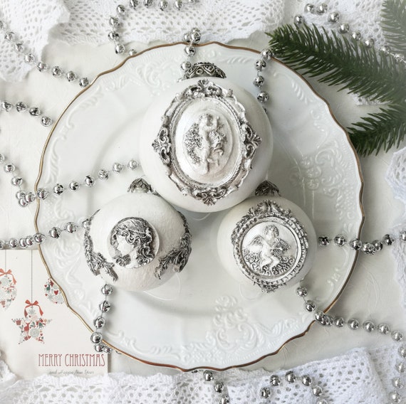 Vintage Christmas Ornaments, unique antique christmas Gift, shabby chic decor