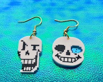 Bone Brothers Dangle Earrings | Undertale Sans and Papyrus Inspired Earrings