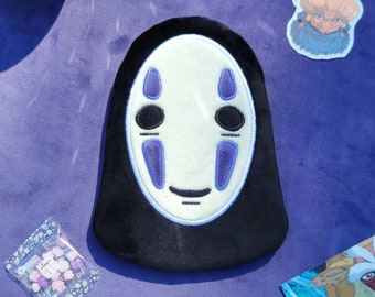 No Face Full Plush Embroidered Snap Bag