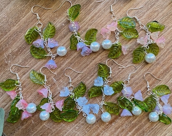 Lily of the Valley Earrings | Glass Flower Dangle Earrings