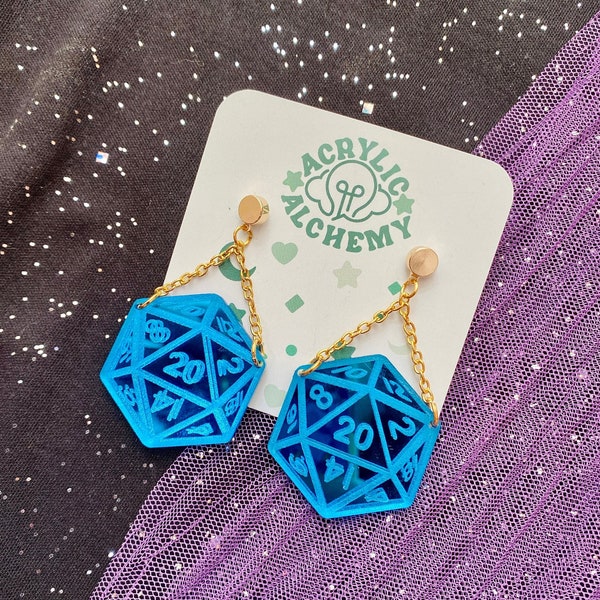 You're a Natural | 20-Sided Dice Mirror Acrylic Dangle Earring