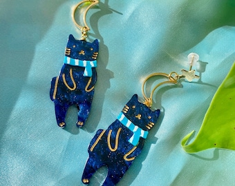 Kosmic Kitty Earrings | Stud Dangle Earrings