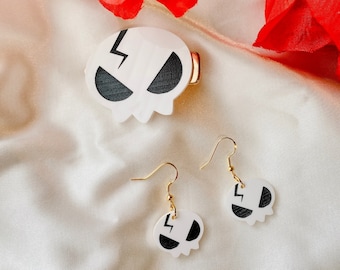 Yoko Littner Inspired Skull Earrings and Hair Clip | Tengen Toppa Gurren Lagann Inspired Anime Earrings