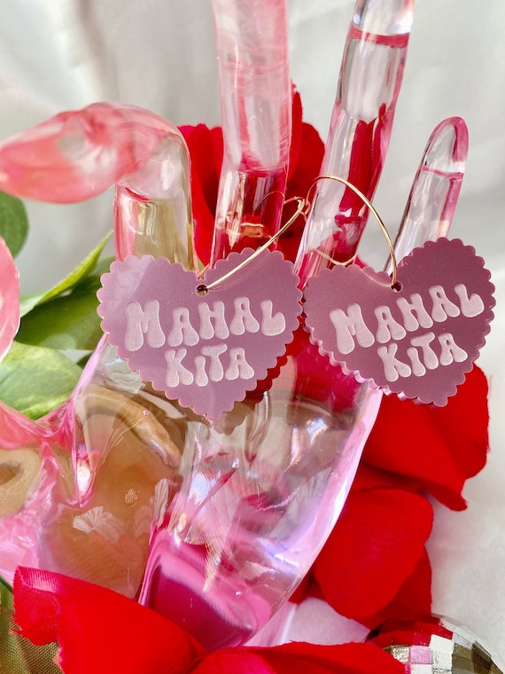 Mahal Kita Valentine Heart Wire Hoop Earrings | Pinay Made