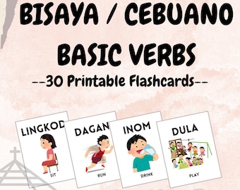 VERBOS CEBUANO/BISAYA 30 Tarjetas Imprimibles / Verbos Básicos en Bisaya Conversación Diaria
