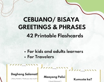 Tarjetas imprimibles de saludos y frases en CEBUANO/BISAYA para niños y adultos.