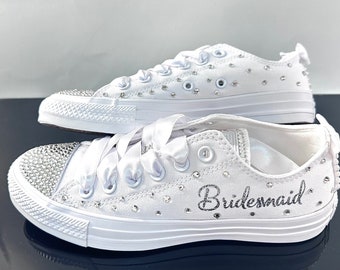 Wedding Converse / Bling and Pearl / Wedding Custom Converse / Bride Converse / Wedding Chucks / Personalized Bride Shoe