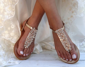 Hochzeit Goldsandalen - Leder Griechische Hochzeitsschuhe - Sommersandalen - Altgriechische Sandalen - Strandsandalen - Flache Hochzeitssandalen