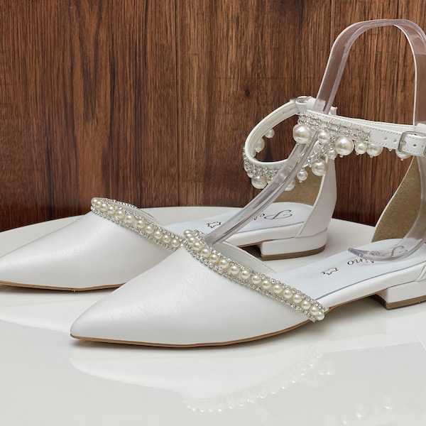 D'Orsay Pumps -  Bridal Wedge shoes - Bridal Heels - White  Wedding Shoes - Bridal shoes pumps - Bridal Shoes - Hochzeitsschuhe