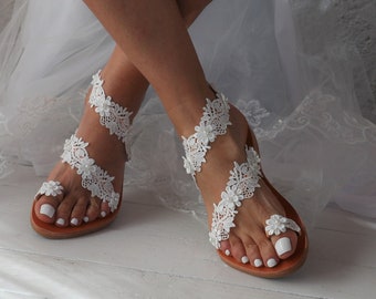 white lace sandals wedding