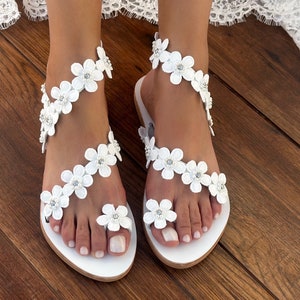 Leather Wedding Sandals: Pearl & Daisy Bridal Shoes