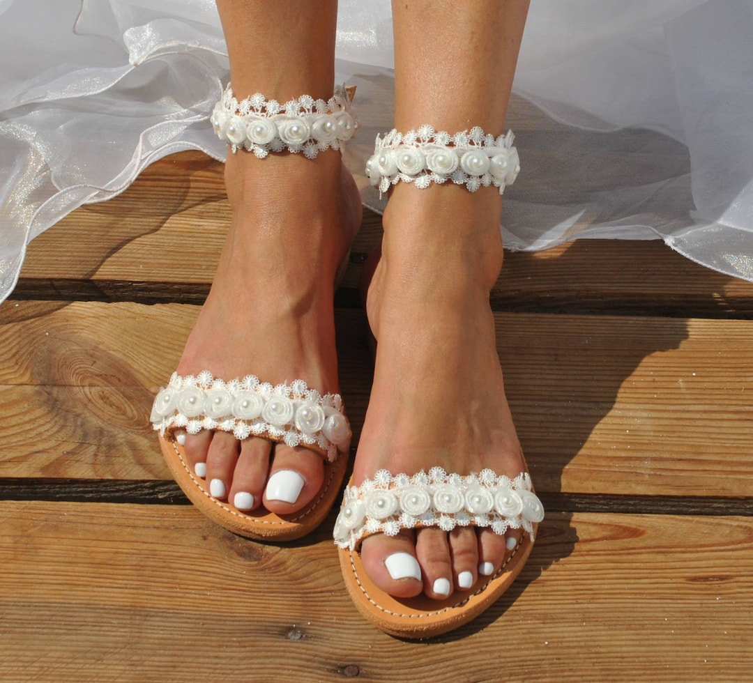 Wedding Sandals for Bride Bridal Shoes Wedding Flats - Etsy
