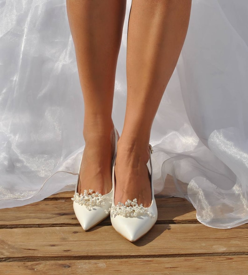 Women's Wedding Shoes Block Heel with Pointed Toe | Slingback
