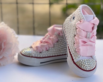 Kids   Customized Converse Sneakers - Baptism Shoes - Girl Baby shower gift Baptism - Gift for Baby - 1st Birthday Girl Princess