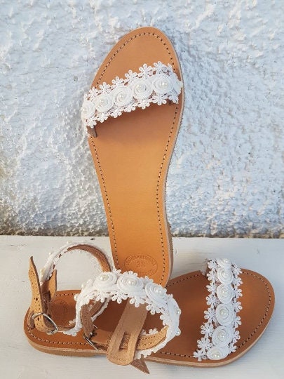 Handmade to order off white shoes bridal sandals beach | Etsy