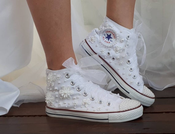 Zapatillas novia Custom Wedding Converse Zapatos de - Etsy México