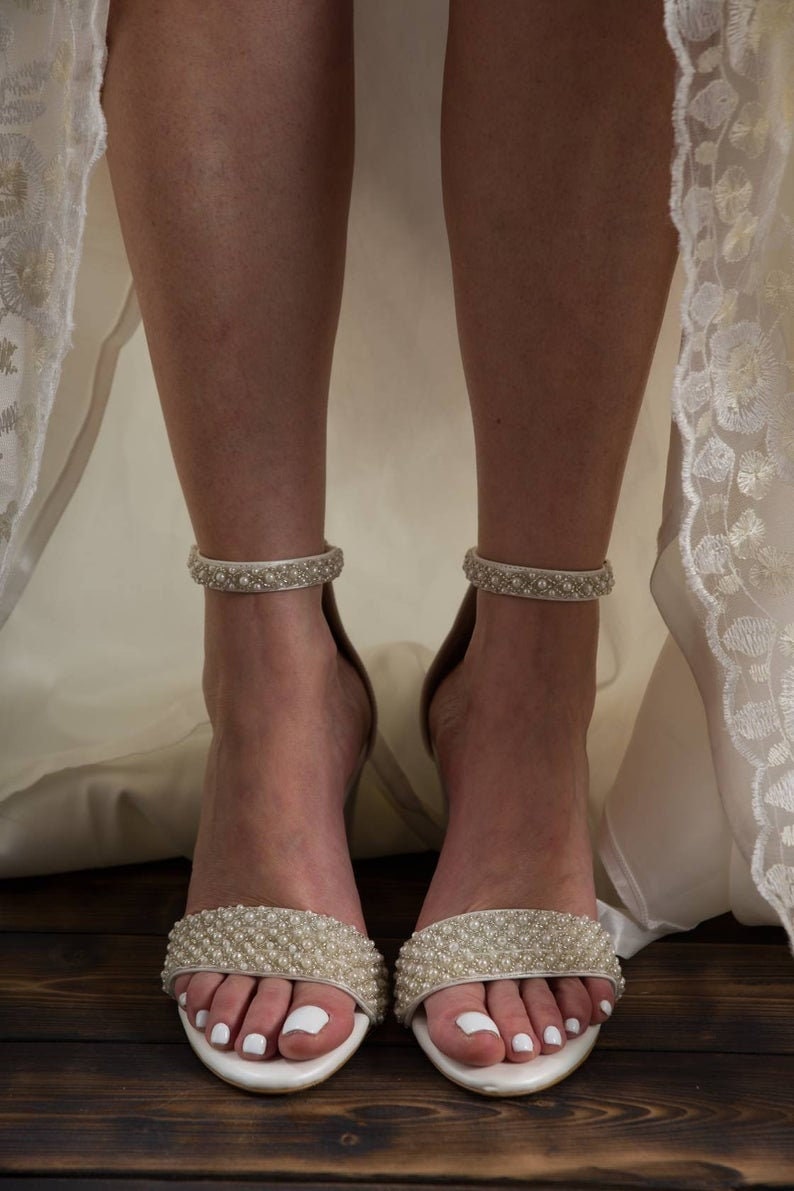 strappy bridal shoes
