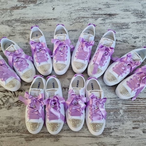 Bling Bridesmaids Converse - CUSTOM Bridal Pearls & Crystals - White Bride Original  Converse - Wedding Sneakers For Dancing