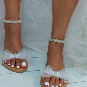 Wedding sandals for bride, bridal sandals, wedding shoes for bride, leather sandals, wedding of white lace flower, shoes sandales de mariée image 8