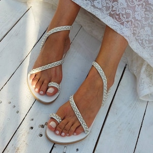 Wedding sandals - bridal shoes - Barefoot sandals - wedding pearl shoe - wedding shoes for bride - beach wedding sandals - hochzeit sandalen