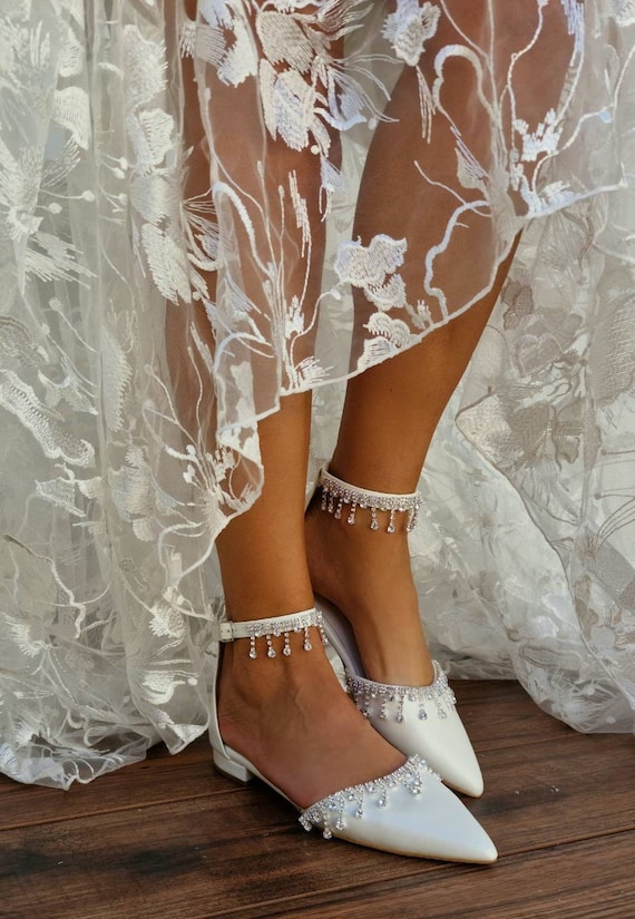 Dames bruidsschoenen plat Bruiloft balletpumps D Orsay flats