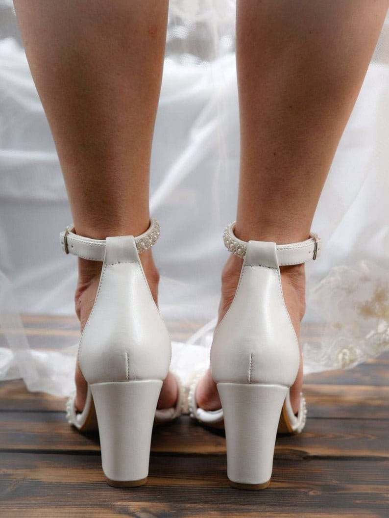 white strappy bridal shoes