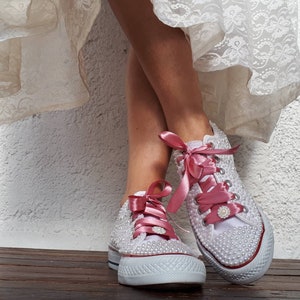 Zapatos Converse personalizados / Zapatos de novia / Zapatillas Chuck Taylor Perls para boda / Converse para boda / Zapatillas personalizadas / Zapatos de boda All Star