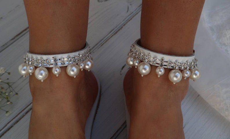 Wedding sandals Bridal Shoes Silver or Gold Pearl Wedding Shoes For Bride Beach Wedding Sandals Hochzeit Sandalen image 7