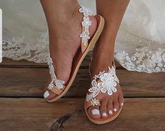 Wedding Sandals - Barefoot Sandals - Bridal Sandals - Handmade Wedding Sandals -  Bridal Shoes For Bride -  Bridesmaid Shoes - Beach Wedding