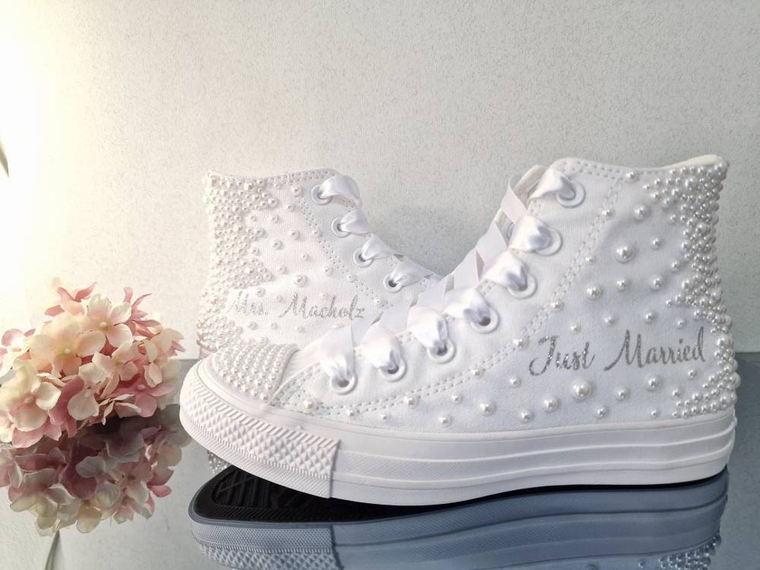 Converse da sposa bianche perla: sneakers da sposa personalizzate