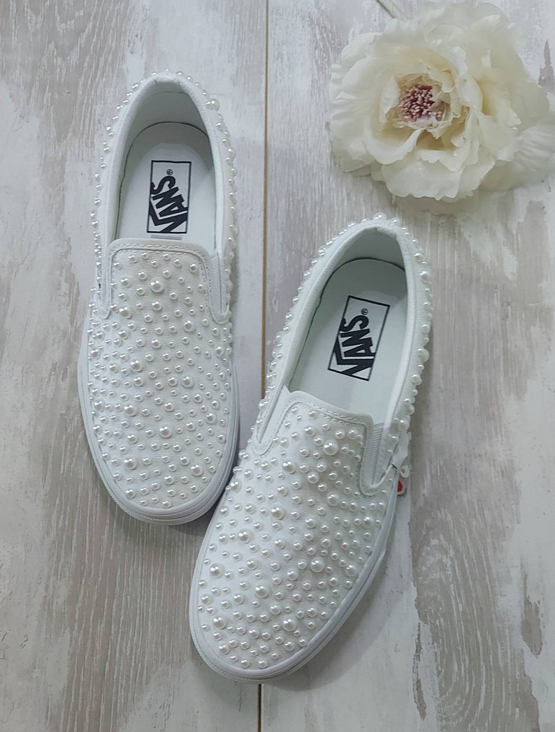 Wedding Vans Sneakers for Bride Custom Pearl Embellished Etsy