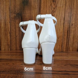 Block heel white wedding sandals/ IVORY Bridal heels with lace/ Wedding shoes/ pearlized white heels/ AVA image 8