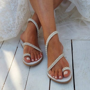 Wedding Sandals for Bride Beach Wedding Bridal Shoes Wedding Shoes ...