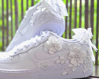 Zapatillas Air Force 1 bordadas para novias, zapatillas de boda de lujo