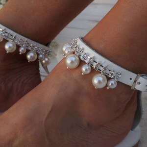Wedding sandals Bridal Shoes Silver or Gold Pearl Wedding Shoes For Bride Beach Wedding Sandals Hochzeit Sandalen image 3