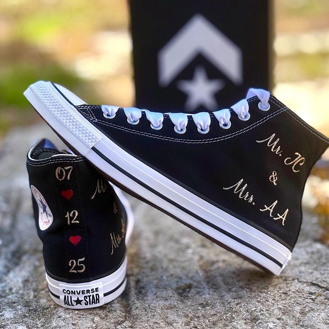 Personalized Wedding Converse Ankle Boots: Custom Bridal Shoes