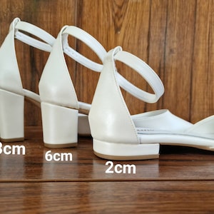 Wedding Shoe For Bride Bridal Wedge shoes Bridal block Heels D'Orsay ankle strap Pearl Heels Bridal Shoes PAOLINA image 9