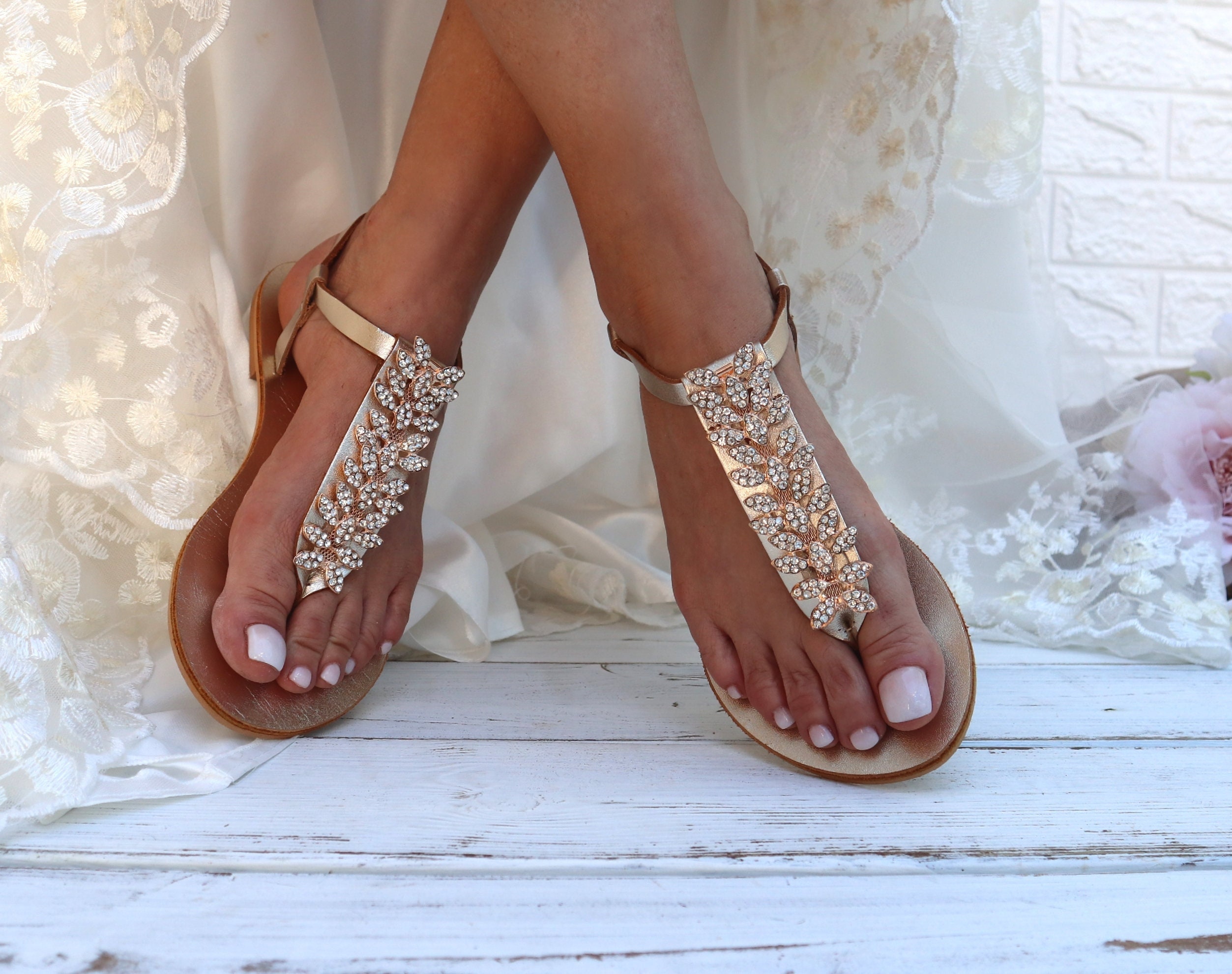 Wedding Gold sandals - Leather Greek Wedding Shoes - Summer sandals - Ancient Greek sandals - Beach Sandals - Flats wedding sandals