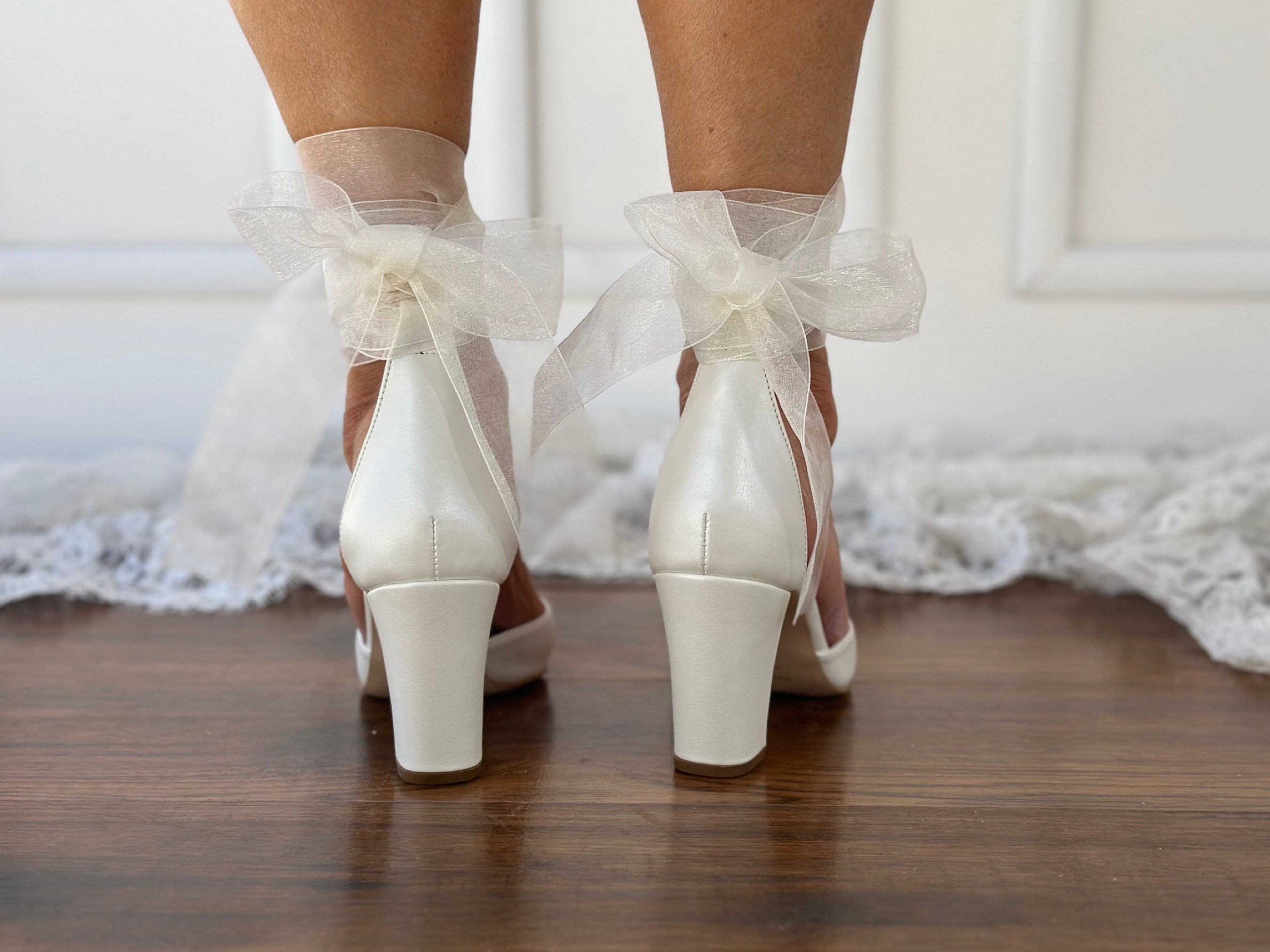 Damen D'Orsay Brautpumps Mit 8cm Blockabsatz - Elegante Spitzenschuhe Mit Knöchelriemen