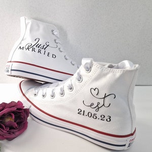 Just Married Converse Chucks or Canvas Sneaker - Customizable with your wedding date -Wedding Shoes