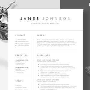 Resume template, Resume, Professional resume template, Resume templates, Curriculum vitae, Functional template, MS Word, CV template -James