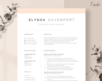 Reanudar, Plantilla de CV, Plantilla de CV profesional, Plantillas de CV, Currículum vitae, Currículums, Plantilla funcional, Plantilla CV -Elysha
