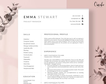 Resume template, Professional resume template, Resume templates, Resume, Curriculum vitae, Functional template, MS Word, CV template -Emma