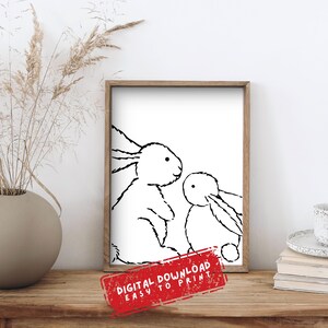 Póster de conejitos/ N122/ Descarga digital/ Listo para imprimir/ Imprimible/ Arte para habitación infantil/ Crea un ambiente sereno y amoroso en tu hogar/