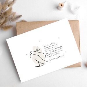 Carte HERE'S A HUG de Hygge Cards, myhyggeshop.com/ Cette carte intime présente un beau croquis de câlin qui réchauffera le cœur de tout le monde/
