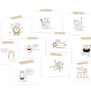 10 KATZEN-GRUSSKARTE von Veronika Kissova, myhyggeshop.com/ Für diejenigen, die einen Hauch von Laune, gutem Lachen und Inspiration schätzen/