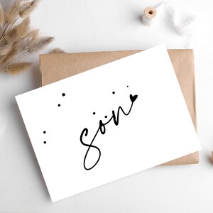 SON-handschriftkaart van Hygge Cards, myhyggeshop.com/ Het eenvoudige, betekenisvolle ontwerp is de perfecte manier om een oprecht bericht te sturen/