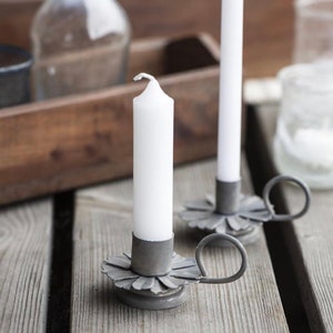 Flower candle holder/ metal candle holder/ silver-grey colour/ rustic candle holder/ scandi candle holder
