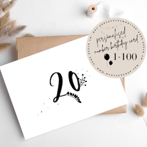 NUMÉRO/ÂGE ANNIVERSAIRE Salutations de Hygge Cards, myhyggeshop.com / Célébrez la beauté du vieillissement avec notre carte d'anniversaire numérique/